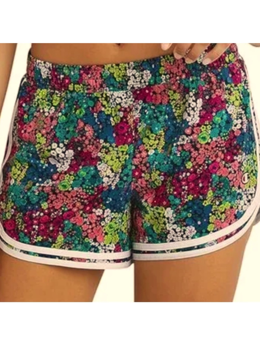 Champion Multicolor Floral Athletic Shorts with White Trim